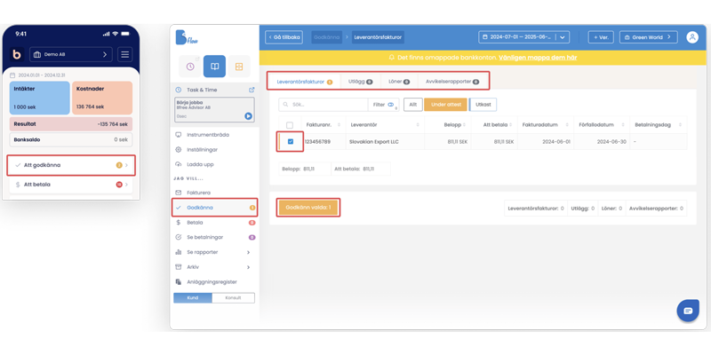 Screenshot från Bflows webbapplikation