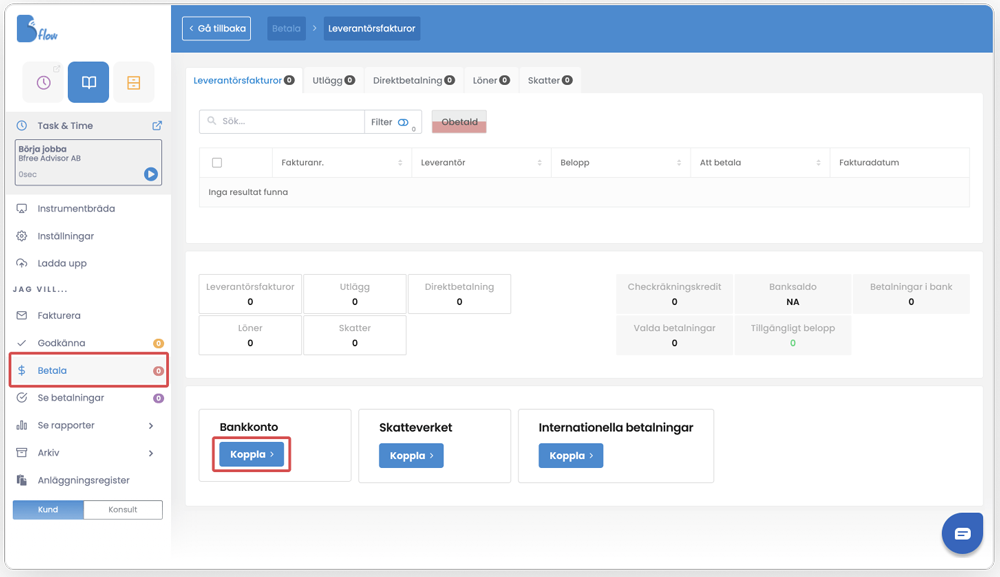 Screenshot från Bflows webbapplikation