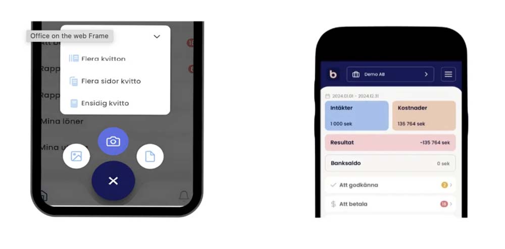 Screenshot från Bflows app